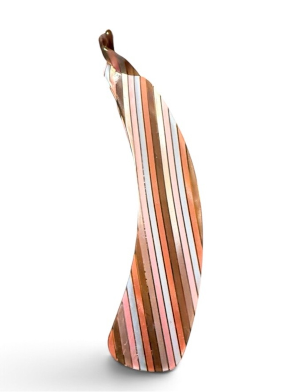 Vintage French Mini Banana Clip in Pearlescant Earthtone Stripes, 4”, Unworn